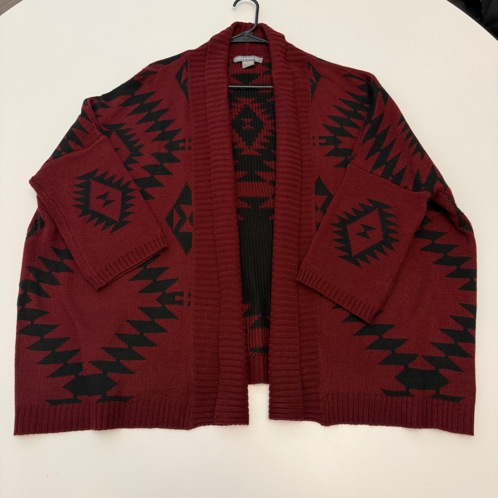 Kate & Mallory AQ12264 Burgundy Acrylic Aztec Cardigan Women's‎ Large